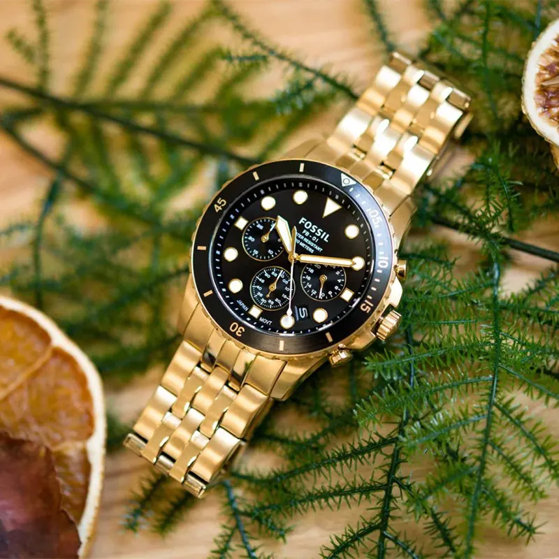 Fossil FB-01 Chronograph Gold-Tone Black Dial Men's Watch- FS5836